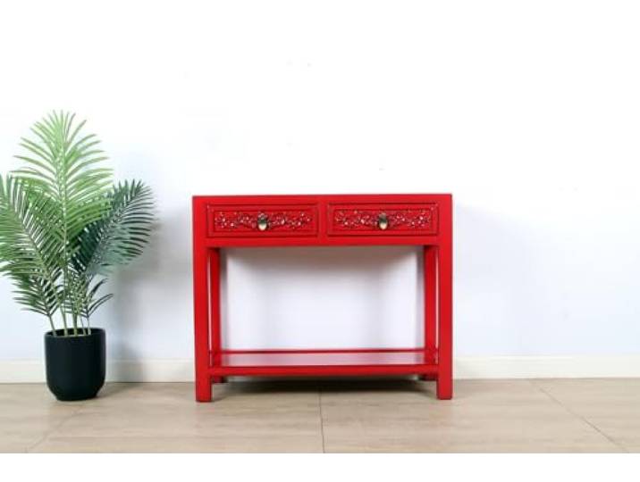 Yajutang Konsole Konsolentisch aus massivem Holz rot