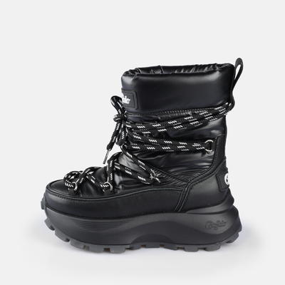Winterboots BUFFALO "MANHATTAN SOW BOOT PUFFED", Damen, Gr. 39, Textil, schwarz, Lederimitat, Nylon, Schuhe Winterboots, Snowboots, Plateauboots, Schnürstiefelette mit Profilsohle