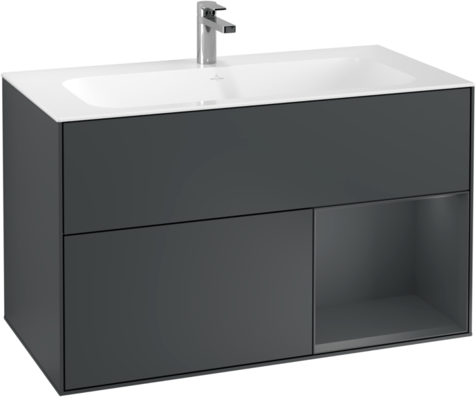 Villeroy und Boch Finion Waschtischunterschrank F040HGHG 99,6x59,1x49,8cm, Regal rechts Midnight Blue Matt Lacquer, Midnight Blue Matt Lacquer