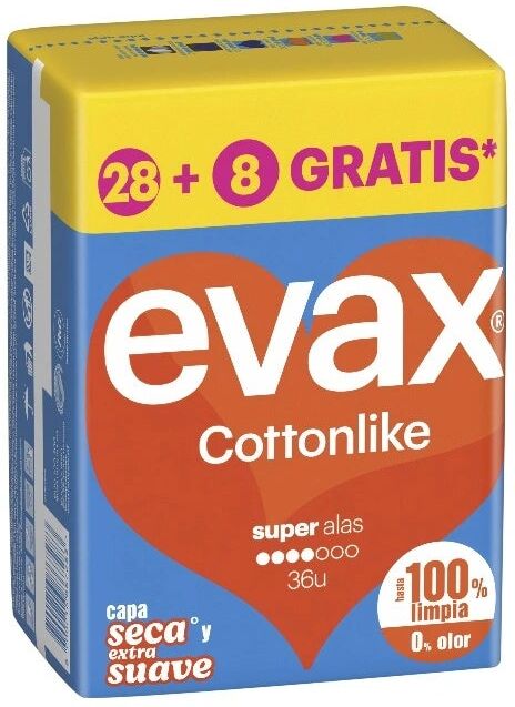 EVAX Compresas Cottonlike Super Alas 36 Ud