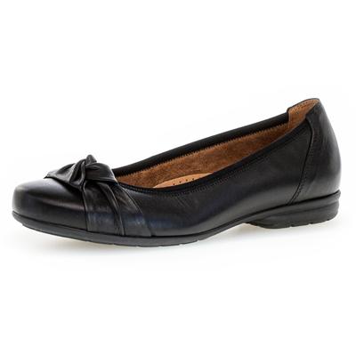 Ballerina GABOR "FLORENZ", Damen, Gr. 38,5, Textil, schwarz, Kalbsleder, Schuhe Ballerina, Businessschuh, Slipper, Halbschuh, Schlupfschuh in Weite G = weit