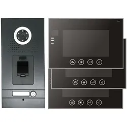 Fingerprint Anthrazit Video-Türsprechanlage VT56 + 3x VT670 mit Sensortasten