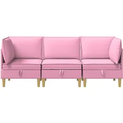 vidaXL, Sofa + Bettsofa, Modular Sofa Set mit Stauraum 3 Stk. Rosa Stoff