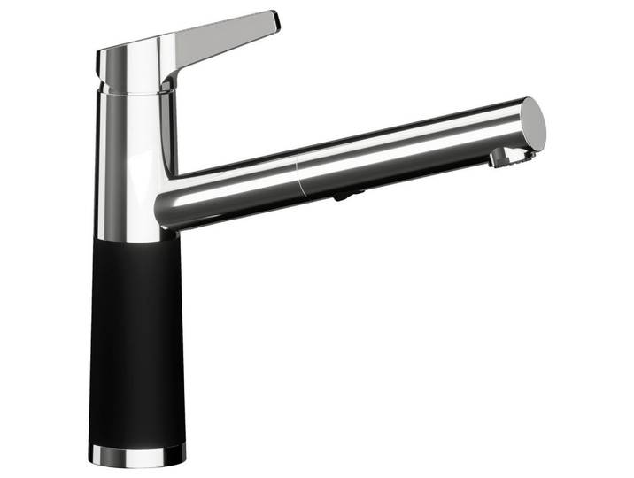 Schock Küchenarmatur Sc-510, Schwarz, Chrom, Metall, Stein, 5.2x23.3x20.9 cm, flexible Anschlussschläuche, schwenkbarer Auslauf, Küchen, Küchenausstattung, Küchenarmaturen