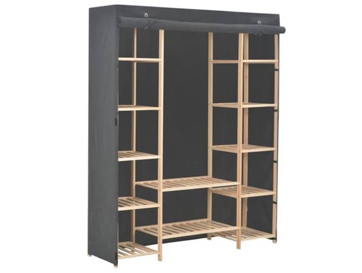 Molumvel Stoffkleiderschrank Grau 135 x 40 x 170 cm mit Tannenholz Rahmen Kleiderschrank für Schlafzimmer und Gästezimmer