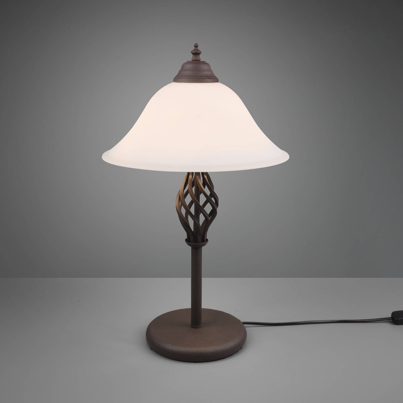 Trio Lighting Tischlampe Rustica, braun / rost, für Wohn- / Esszimmer, Metall, Antik, Tischlampe
