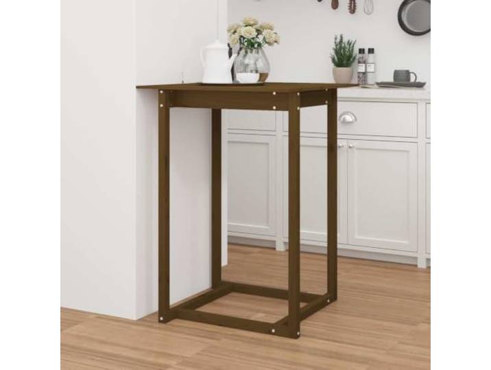 HEFZGDB Massivholz Bartisch Kiefer 80x80x110 cm Honigbraun Rustikaler Sofatisch mit Stabiler Tischplatte für Wohnzimmer und Terrasse