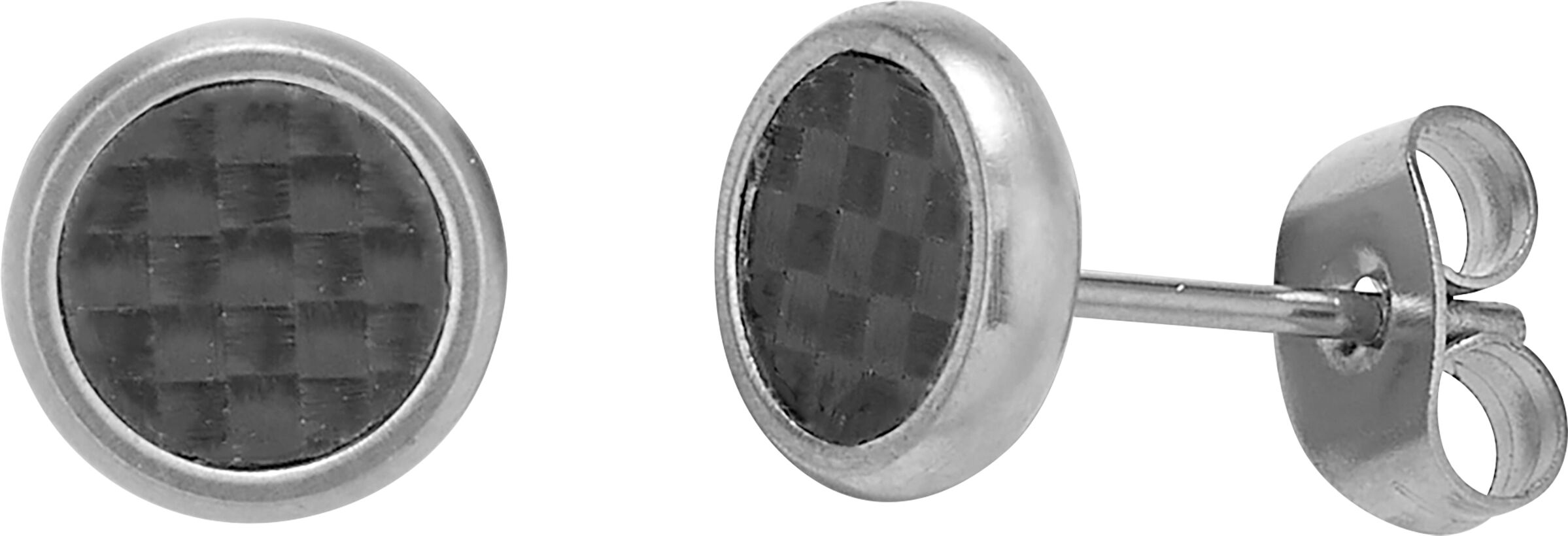 Paar Ohrstecker FIRETTI "Schmuck Geschenk Edelstahl Carbon Ohrschmuck Ohrringe Kreis rund", schwarz (edelstahlfarben, schwarz), Ohrringe, Damen, 8mm, Carbon Edelstahl, Carbon, Edelstahl, Paar Ohrstecker