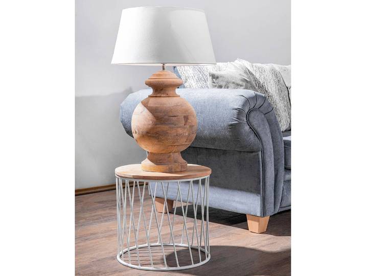 home24 Bijzettafel Gabiarra III Ø 42cm wit/bruin/beige