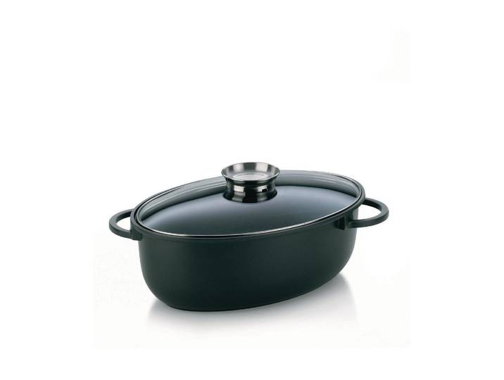 Bratentopf KELA Kerros 25 cm , schwarz (schwarz, transparent), B:25cm H:13,5cm, Töpfe, Bratentopf