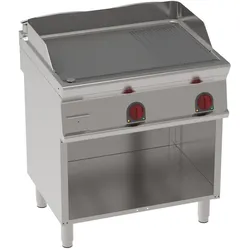 EURAST - Elektrische grillplatte fe 15 mm teilweise geriffelt auf offenem untergestell - 800x700x900 mm - 7800 W 400/3V - 36140617