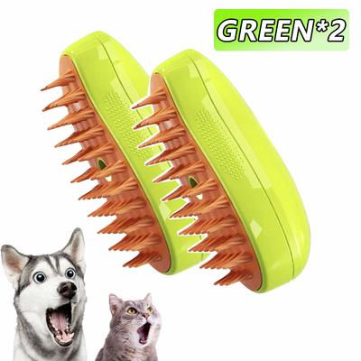 Smart Shopping Spot Cat Grooming Steam Brush Electric Pet Groomer For Shedding, Massaging, And Cleaning green