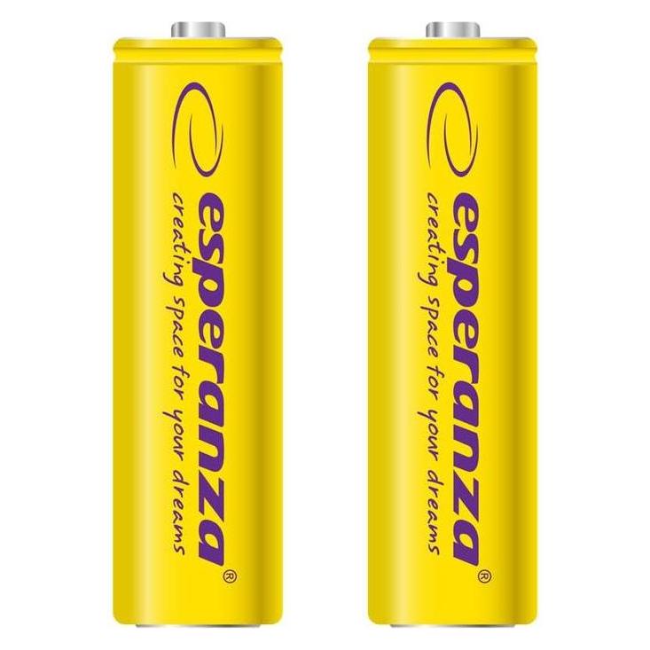 Esperanza WIEDERAUFLAUFBARE BATTERIEN Ni-MH AA 2000MAH 2PCS. GELB (2 Stk., AA, 2000 mAh) (EZA103Y - 5901299923306)