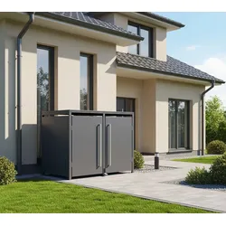 Westmann Pedura 2 | Metall Mülltonnenbox mit Fußpedal | 2x240 L | Anthrazit - Anthrazit