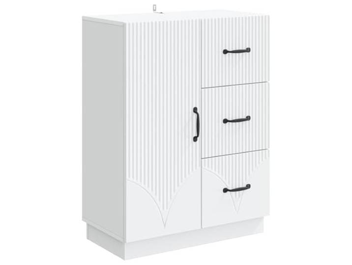 KPOTUERTU Sideboard Weiß 66 x 34,5 x 87 cm Holzwerkstoff Schlankes Design, Fächer, Schubladen, große Regale, einfache Montage, pflegeleicht