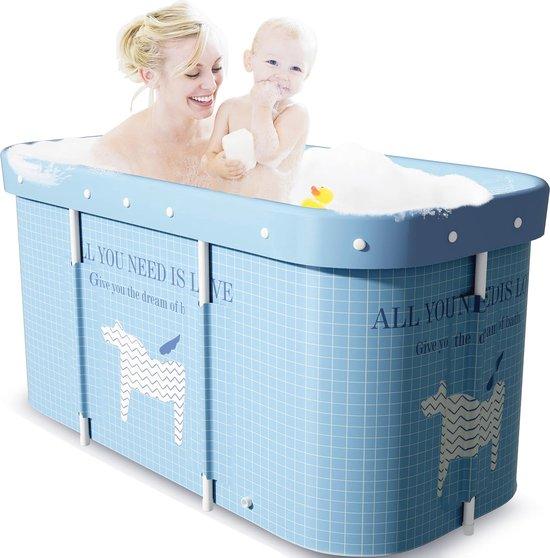 Famanu Faltbare Badewanne für Erwachsene und Kinder - Freistehend mit Rückenlehne, Kissen und verbesserter Stütze