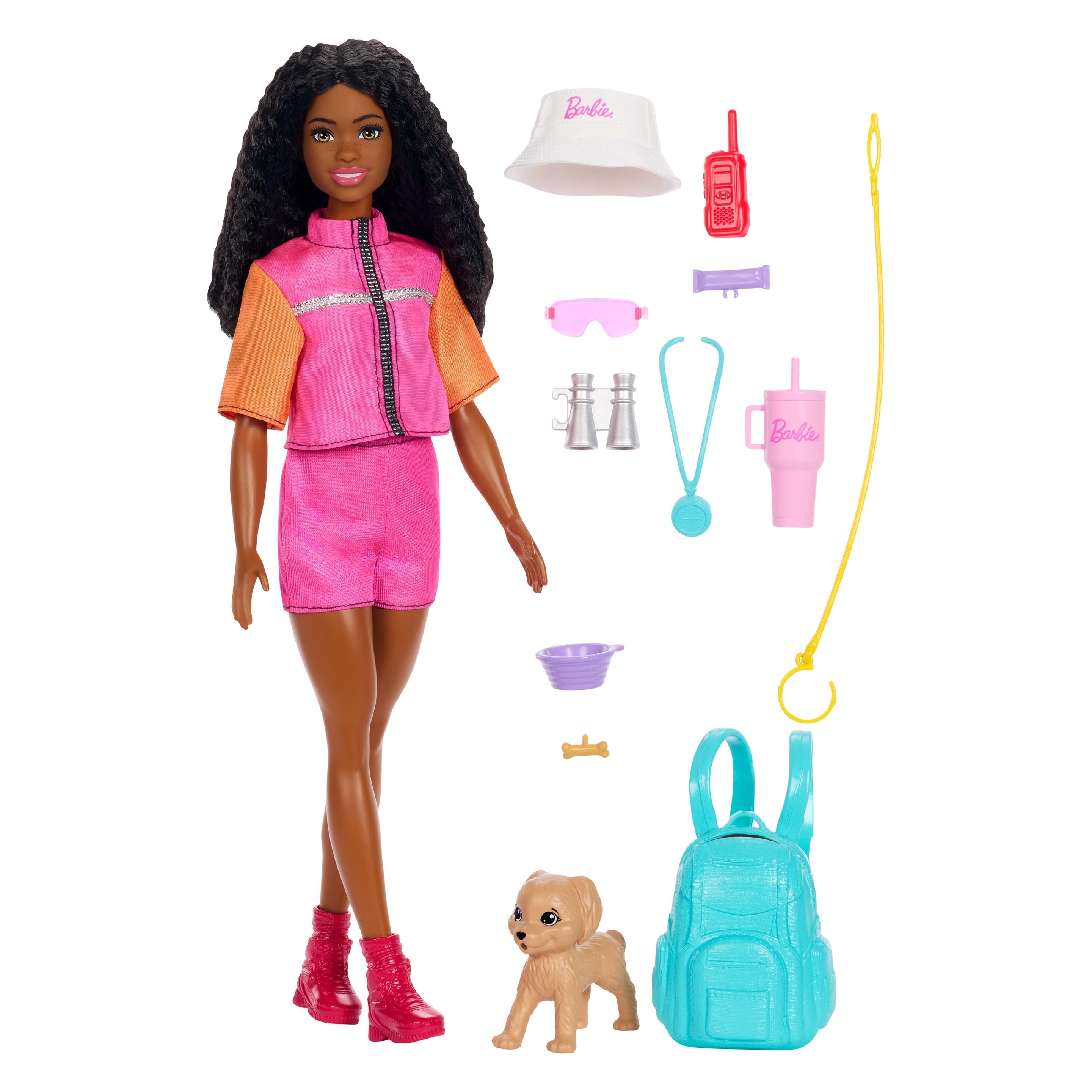 Barbie Outdoor-Abenteuer Modepuppe Brooklyn im Abenteueroutfit (JJV60)