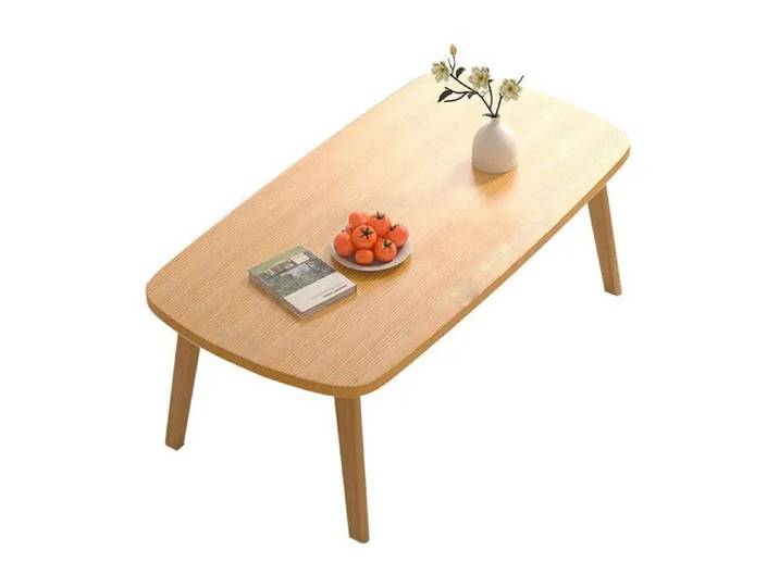 TABLE BASSE - PROMIRACAL - Rectangulaire pliable moderne - Marron - Pieds bois massif - Hauteur 43 2 cm