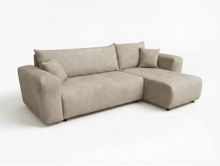 Beige ausziehbares Ecksofa SORELA, beidseitig + 2 Kissen gratis