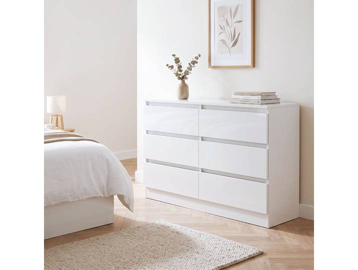 HOMCOM Commode 6 Tiroirs Chambre Salon 100x35x69cm