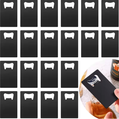 Inspire Picks Stainless Steel Wallet Bottle Opener Slim Pocket Beer Opener For DIY Wedding Favors 1 To 10PCS 1pc Black