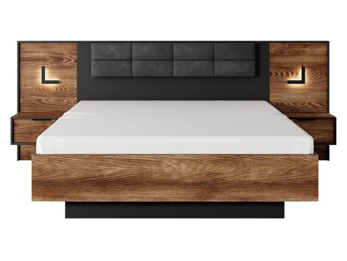 MIRJAN24 Schlafzimmer-Set Milton III, (3er-Set, 2x Nachttisch, Bett), Metallgriffe in der Farbe Schwarz