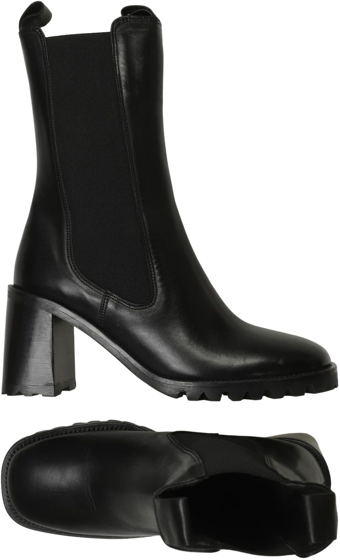 Billi Bi Damen Stiefel, Schwarz, Gr. EU 37, Leder - Second Hand