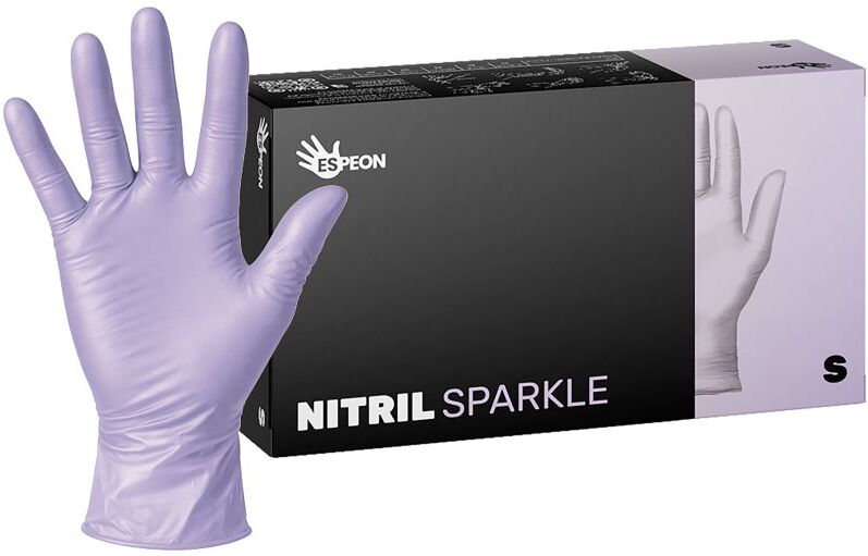 Espeon Nitril Sparkle Pearlescent Violet gants non poudrés en nitrile taille S 2x50 pcs