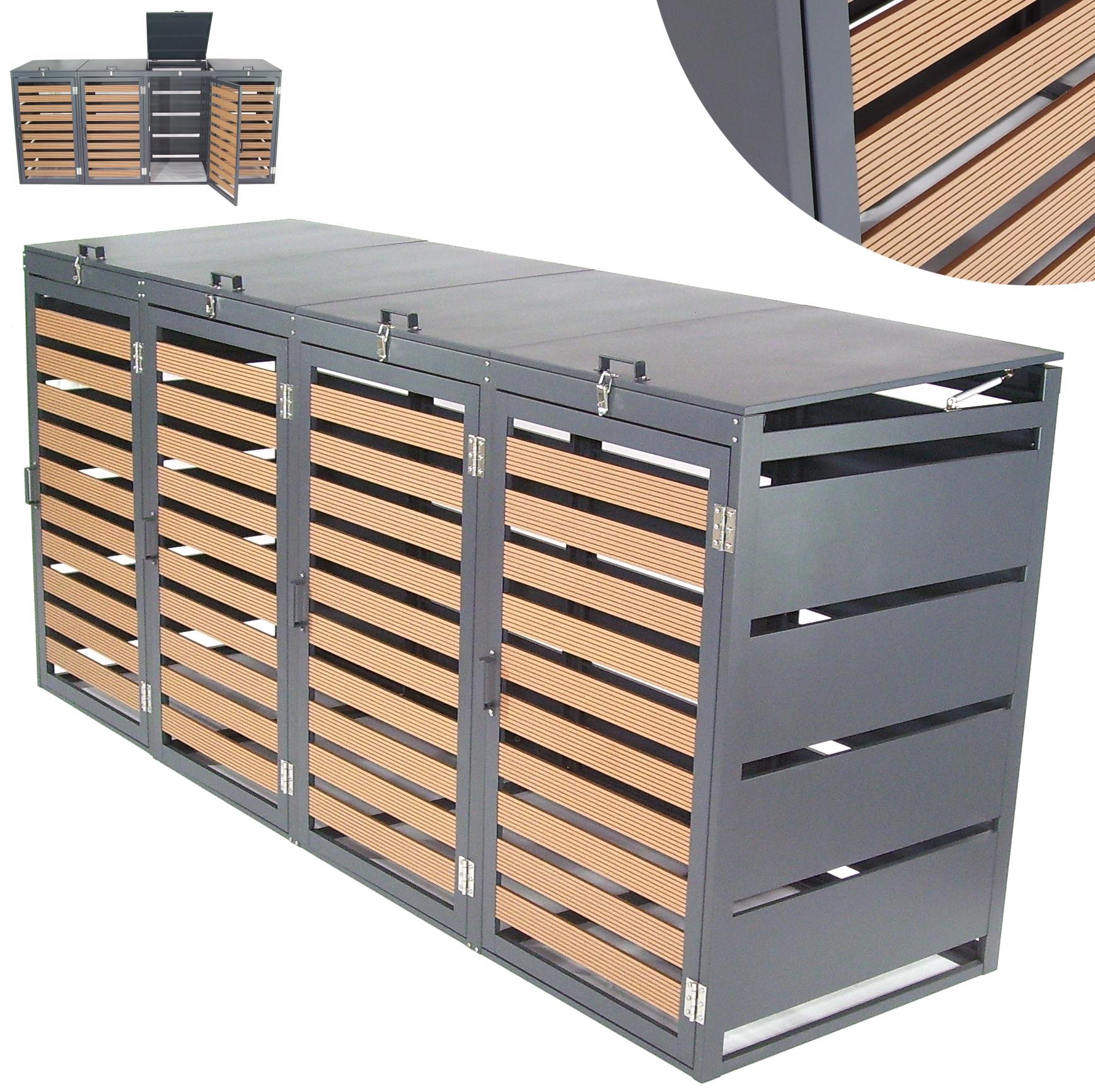Mülltonnenbox 4-er 240L Mülltonnenverkleidung WPC Holzdielen Müllbox Mülltonne 57092 Abfalltonne
