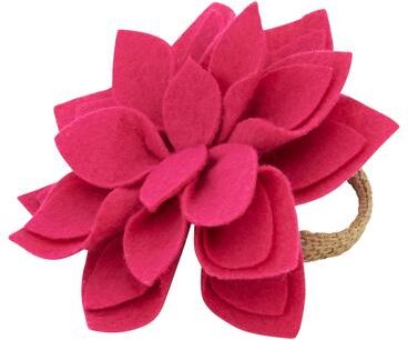 Saro Lifestyle Felt Blossom Napkin Ring (Set of 4)