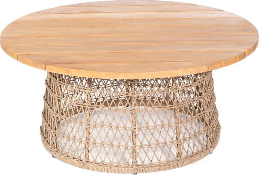 Sonnenpartner Retro Lounge-Tisch Gartentisch ø100 cm Aluminium mit Teakholz