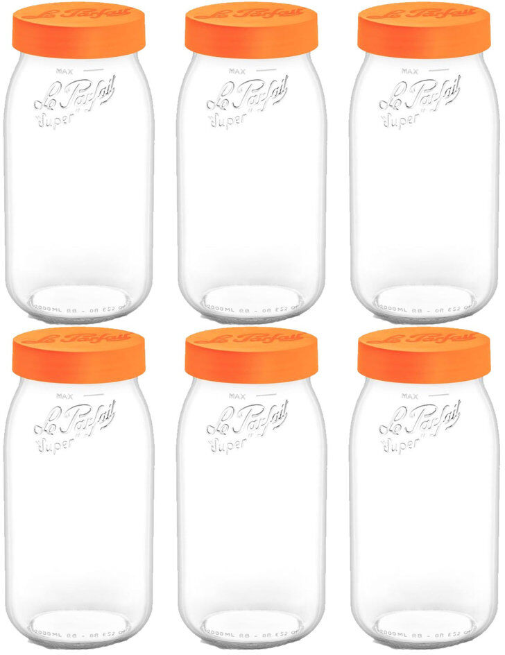 Parfait Screw Top Glass Jar - Set of 6 Clear 2000 ml