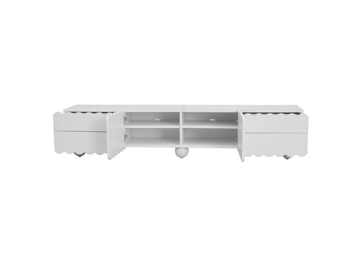 Oxeza Tv-Element 175/38/37 cm Weiß mit 4 Schubladen und 2 Türen, Holz, Mode, Rechteckig, 175x37x38 cm, Wohnzimmer, TV Möbel, Lowboards, Lowboards stehend