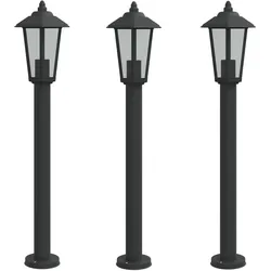 vidaXL Wegeleuchten 3 Stk. Schwarz 80 cm Edelstahl
