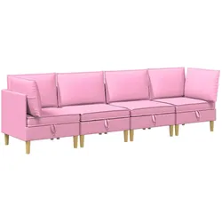 vidaXL, Sofa + Bettsofa, Modular Sofa Set mit Stauraum 4 Stk. Rosa Stoff