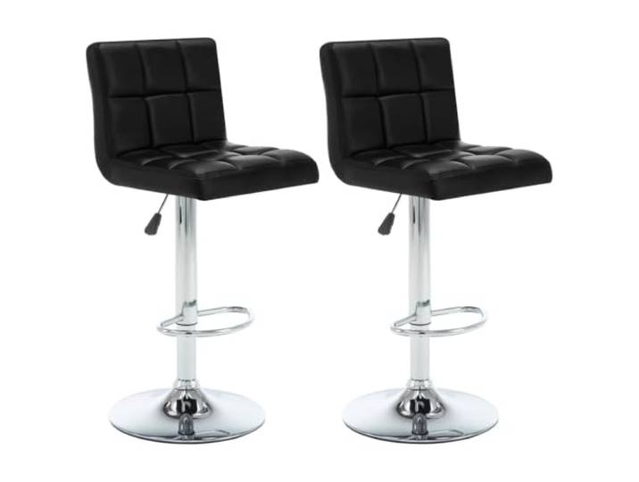 TEKGHUT Barhocker 2 STK. Schwarz Kunstleder Verchromtes Stahlgestell, Gasfedermechanismus, Fußstütze, max. 110 kg pro Sitzplatz