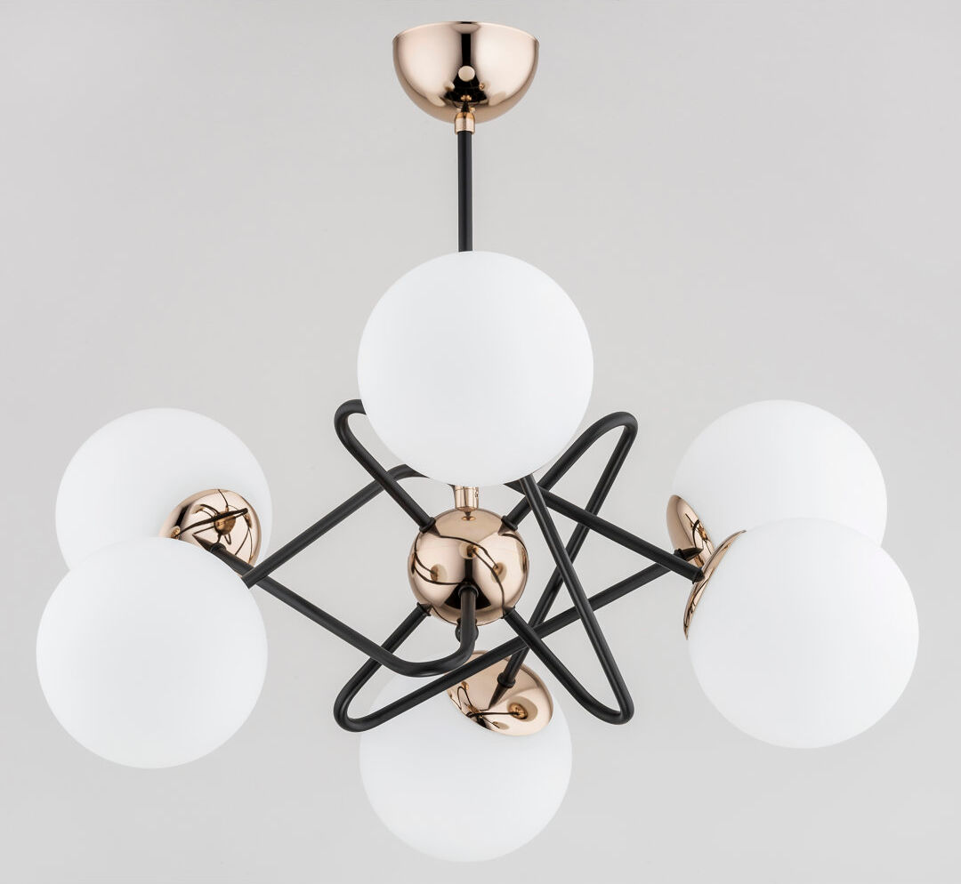 Ivy Bronx Savona 6 - Light Chandelier Gold/White 35cm H X 65cm W