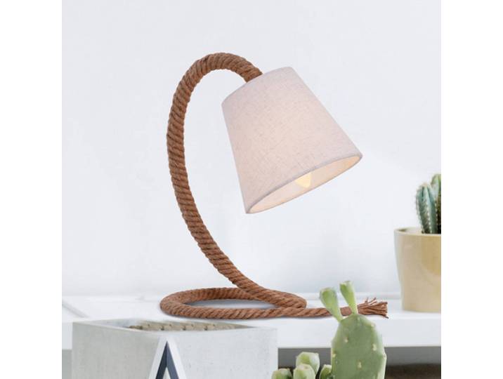 Näve Tischlampe Rope, weiß / opal, für Wohn- / Esszimmer, Textil / Stoff / Seide, Maritim, Tischlampe