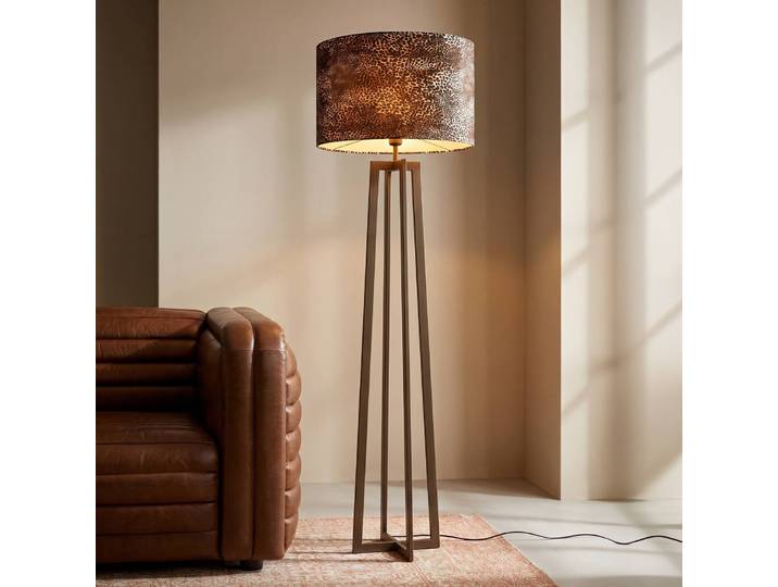 KARE Stehlampe Wildlife, braun / rost, für Wohn- / Esszimmer, Textil / Stoff / Seide, Skandinavisch