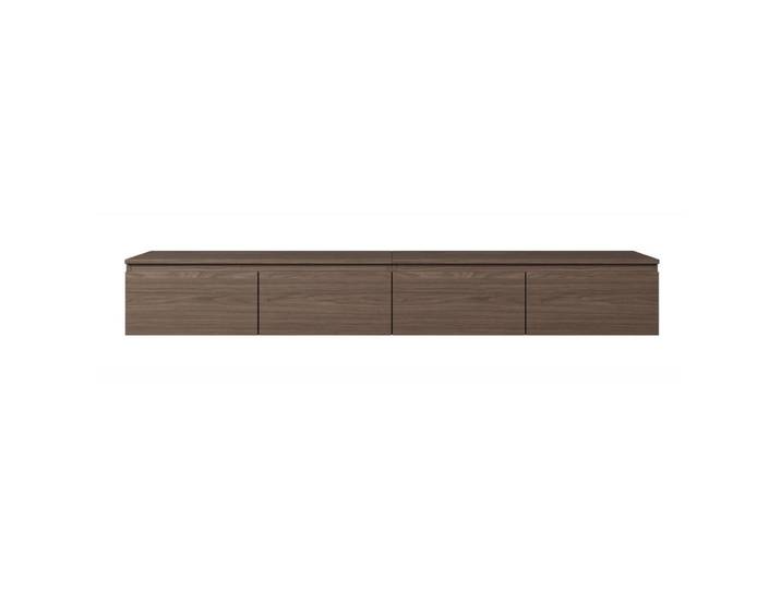 Selsey Tv-Lowboard Bemmi Walnuss Wisconsin 200/28/32 cm, Dunkelbraun, Holzwerkstoff, 4 Fächer, Rechteckig, 200x28.4x31.8 cm, Wohnzimmer, TV Möbel, Lowboards, Lowboards stehend