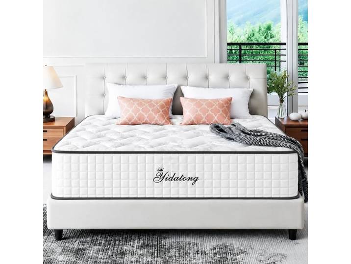 Matelas 140x190 cm - Hybride 30 cm - Mousse Mémoire - Ressorts Ensachés - Housse Respirante - Sommeil Frais