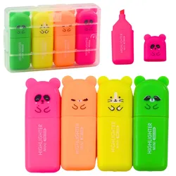 Mini Textmarker Set Bären Buntes Kunststoffgehäuse 5tlg