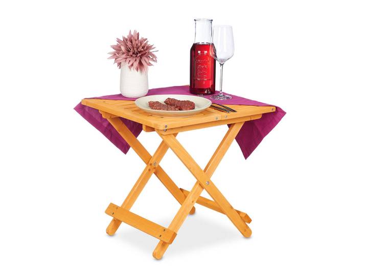 Relaxdays Klapptisch Natur Holz 50 cm, Hellbraun, 50x50x50 cm, Wohnzimmer, Wohnzimmertische, Beistelltische