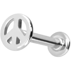 14 Karat Gold Labret mit Innengewinde PEACE-ZEICHEN