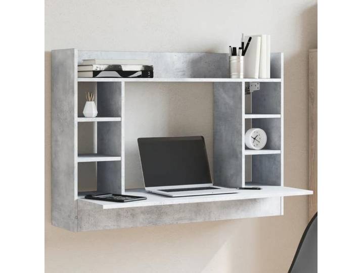 URBRAN®Bureau mural gris béton 105x48x75 cm bois d'ingénierie - Meuble de bureau_19750