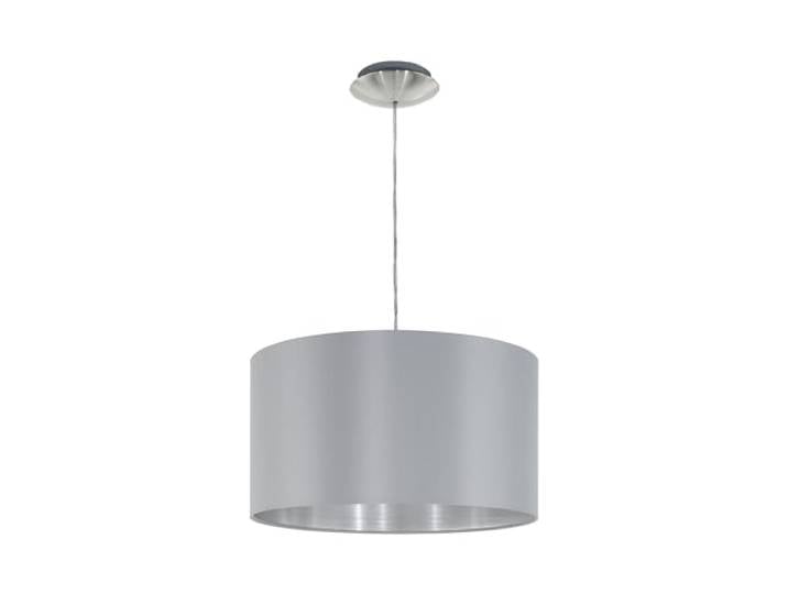 Eglo Suspension Maserlo\, lampe suspendue textile 1 flamme\, suspension en acier et tissu\, couleur : nickel mat\, gris\, argent\, douille : E27\, Ø : 38 cm