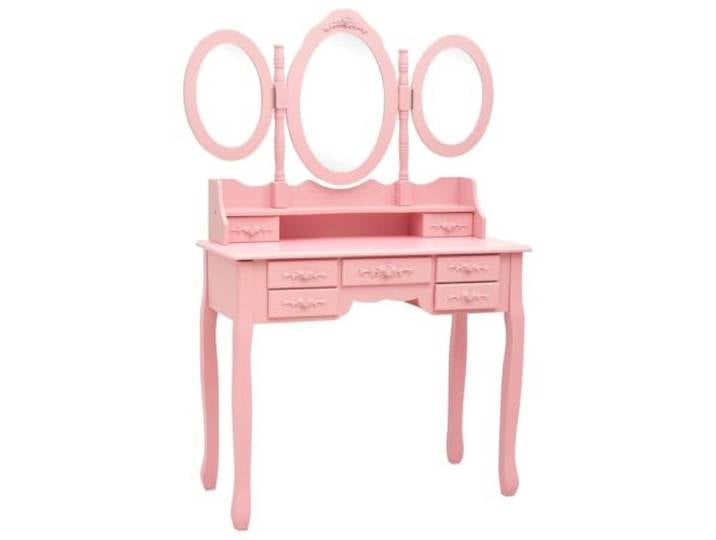 HNSMFPRE Schminktisch mit Hocker und Spiegel, 3-fach klappbar, Rosa 7 Schubladen, freistehender Spiegel, 2 schwenkbare Seitenspiegel, exquisite Verarbeitung, Schlafzimmer