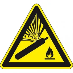 Dreifke® Warnschild Warnung vor Gasflaschen, ASR/ISO, Kunststoff, SL 100mm