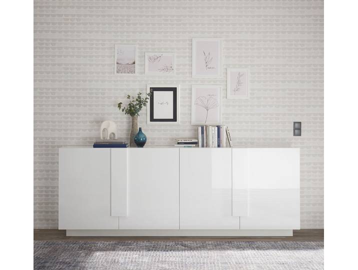 Sideboard HOME AFFAIRE Jupiter, Breite 241 cm, Kommode 4 Türen - Soft Closing, Anrichte , weiss (weiß hochglanz lack), B:241cm H:90cm T:44cm, Sideboards, Sideboard, moderne Griffblende, FSC, cleveres Stauraumkonzept