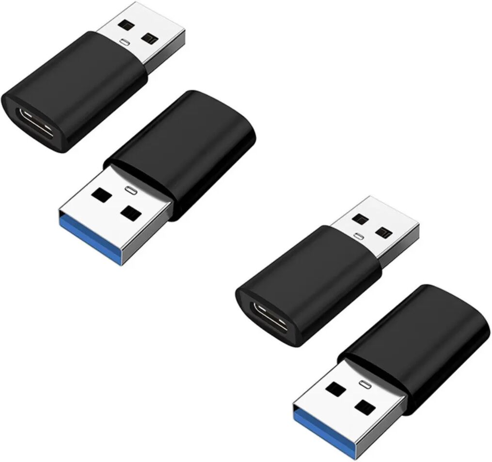 INF Type-C-zu-USB-3.0-Adapter 4er-Pack - USB C Female zu USB A Male Schnelllade-Adapter, ABS+Aluminiumlegierung Schwarz